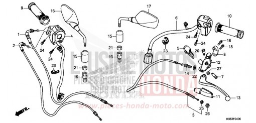 LEVIER DE GUIDON/COMMUTATEUR/CABLE/MIROIR CBF125NAJ de 2018